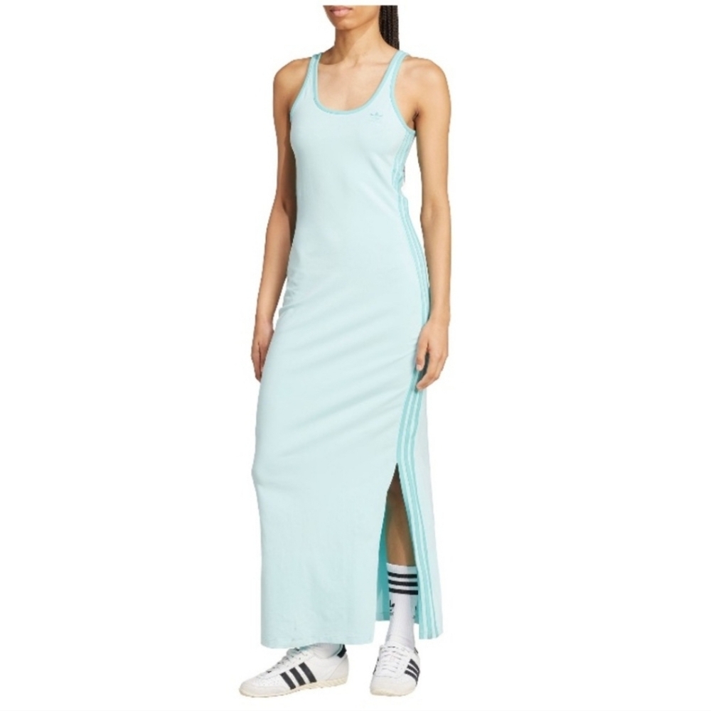 adidas Originals Women's Adicolor 3-Stripes Tank Maxi Dress -Turquoise Sz XS NWT